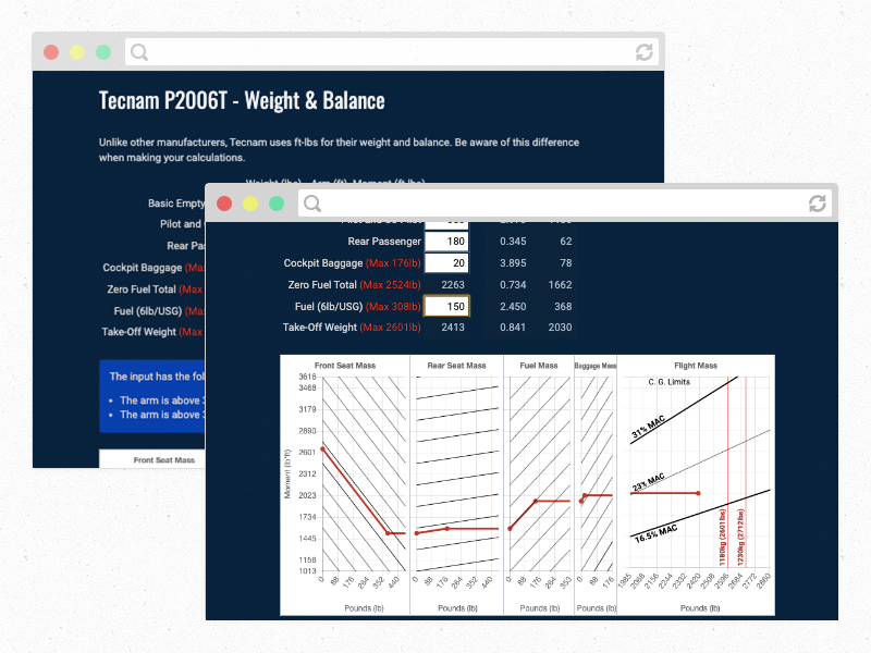 Weight and Balance Overview Mockup